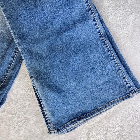 Wonderly High Rise Flare Jeans Womens 16 Blue Med Wash Side Slit Stretch Denim - Picture 5 of 14